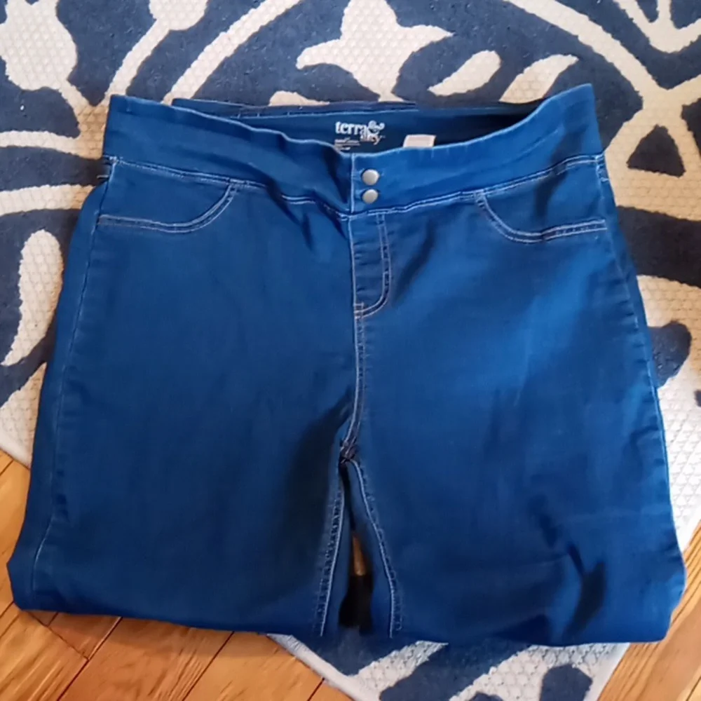 Terra & Sky Women's Straight Leg Jeans - Blue - Picture 2 of 3